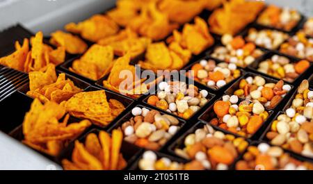 Nuts and chips in a set of beer snacks Stock Photo