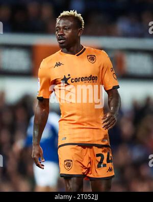 Ipswich, UK. 03rd Oct, 2023. Hull City's Jean Michael Seri during the Ipswich Town FC v Hull City FC sky bet EFL Championship match at Portman Road, Ipswich, United Kingdom on 3 October 2023 Credit: Every Second Media/Alamy Live News Stock Photo