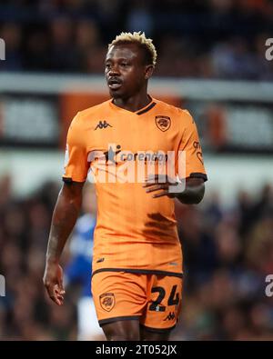 Ipswich, UK. 03rd Oct, 2023. Hull City's Jean Michael Seri during the Ipswich Town FC v Hull City FC sky bet EFL Championship match at Portman Road, Ipswich, United Kingdom on 3 October 2023 Credit: Every Second Media/Alamy Live News Stock Photo