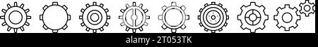 Set of the Mechanic Gears line shapes, thin line design vector illustration Stock Vector
