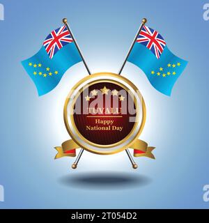 Small National flag of  Tuvalu on Circle With garadasi blue background Stock Vector