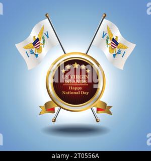 Small National flag of Us Virgin Islands on Circle With garadasi blue background Stock Vector