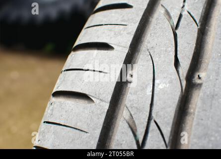 Tire Tread Wear Indicator Showing On Tread Grooves On White Background ...