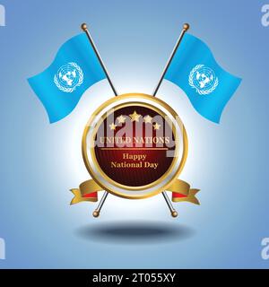 Small National flag of United Nations on Circle With garadasi blue background Stock Vector
