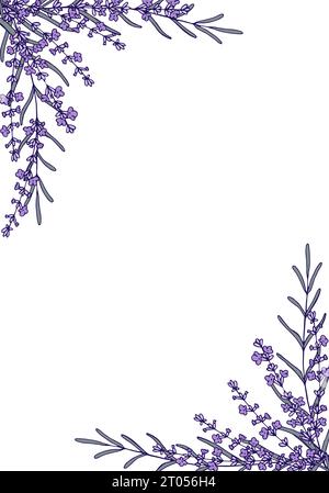 Lavender branch flower frame. Hand drawn vector design for greeting cards, save the date, invitations Stock Vector
