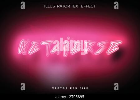 metaverse neon vector text effect Stock Vector