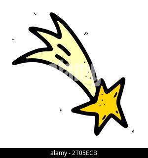 Space doodle comet. Hand-drawn asteroid isolated on white background. Astronomical object. Universe meteorite, falling star sign. Astronomy, astrology Stock Vector