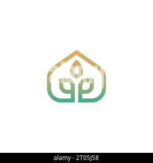 home leaf vector logo design. house growth nature logo Stock Vector