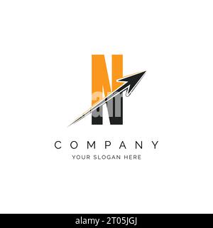 N Letter with Arrow Logo Template Illustration. N Alphabet Concept Design Modern Vector Monogram Icon Stock Vector