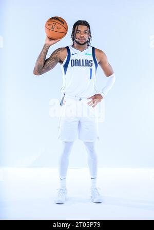 Sept 29, 2023: Dallas Mavericks guard Jaden Hardy #1 poses during the Dallas Mavericks Media Day held at the American Airlines Center in Dallas, TX Albert Pena/Cal Sport Media Stock Photo