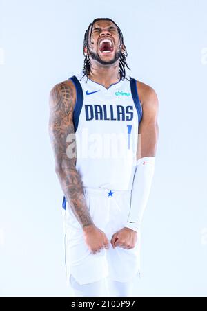 Sept 29, 2023: Dallas Mavericks guard Jaden Hardy #1 poses during the Dallas Mavericks Media Day held at the American Airlines Center in Dallas, TX Albert Pena / Cal Sport Media Stock Photo