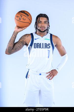 Sept 29, 2023: Dallas Mavericks guard Jaden Hardy #1 poses during the Dallas Mavericks Media Day held at the American Airlines Center in Dallas, TX Albert Pena / Cal Sport Media Stock Photo