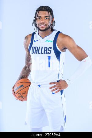 Sept 29, 2023: Dallas Mavericks guard Jaden Hardy #1 poses during the Dallas Mavericks Media Day held at the American Airlines Center in Dallas, TX Albert Pena / Cal Sport Media Stock Photo