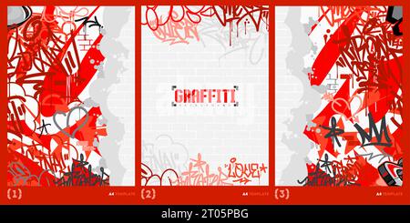 Abstract Graffiti Style A4 Poster Vector Illustration Art Stock Vector