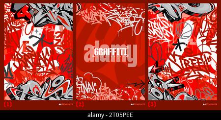 Abstract Dark Graffiti Style A4 Poster Vector Illustration Art Stock Vector