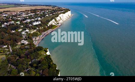 Aerial view of St Margaret's Bay, from the West side, looking East. Stock Photo