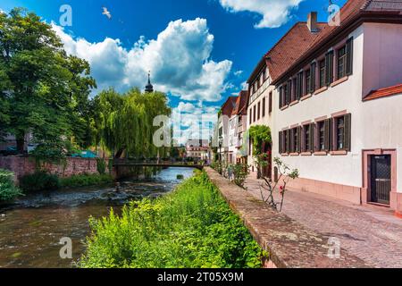 Old city of Ettlingen in Germany with Alb river. View of a central district of Ettlingen, Germany, with Alb river. Ettlingen, Baden Wurttemberg, Germa Stock Photo