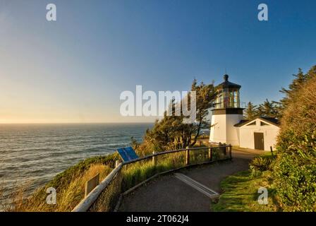 Cape Meares Lighthouse at Three Capes Scenic Route, near Oceanside, Oregon, USA Stock Photo