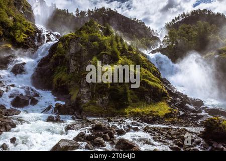 Latefossen Waterfall, Norway Stock Photo