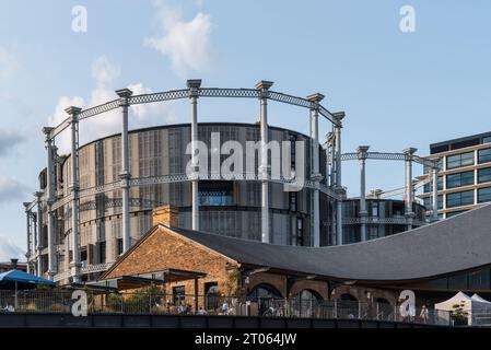 London, UK - August 25, 2023: Coal Drops Yard area in Kings Cross besides Regents Canal Stock Photo