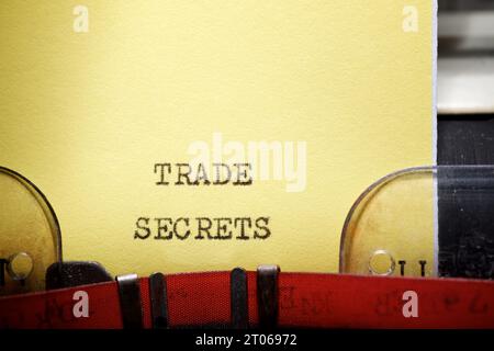 Trade secrets text written with a typewriter. Stock Photo