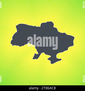 Ukraine map icon. Country shape on radiant striped gradient background. Ukraine vibrant poster. Classy vector illustration. Stock Vector