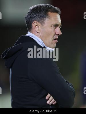 Grimsby Town manager Paul Hurst during the Sky Bet League 2 match between Grimsby Town and Barrow at Blundell Park, Cleethorpes on Tuesday 3rd October 2023. (Photo: Mark Fletcher | MI News) Credit: MI News & Sport /Alamy Live News Stock Photo