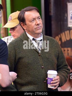 Manhattan, United States Of America. 12th May, 2016. NEW YORK, NY - MAY 11: Actors Kevin Spacey and Nicholas Hoult on the set of 'Rebel in the Rye' as writers Whit Burnett and J.D. Salinger on May 11, 2016 in New York City. People: Kevin Spacey Credit: Storms Media Group/Alamy Live News Stock Photo