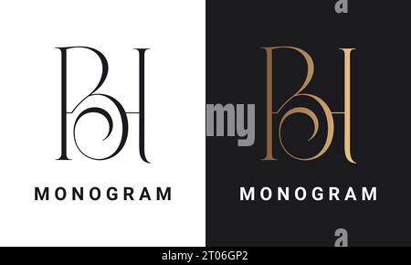 Luxury Initial HB or HB Monogram Text Letter Logo Design Stock Vector