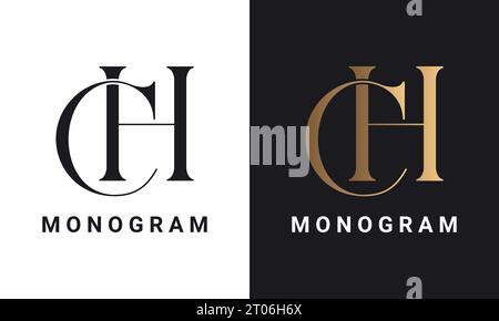 Luxury Initial HC or CH Monogram Text Letter Logo Design Stock Vector