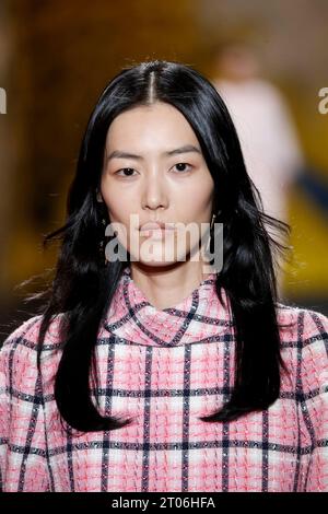 Paris, France. 03rd Oct, 2023. Model Liu Wen walks on the runway at the Chanel fashion show during the Spring Summer 2024 Collections Fashion Show at Paris Fashion Week in Paris, France on October 3 2023. (Photo by Jonas Gustavsson/Sipa USA) Credit: Sipa USA/Alamy Live News Stock Photo