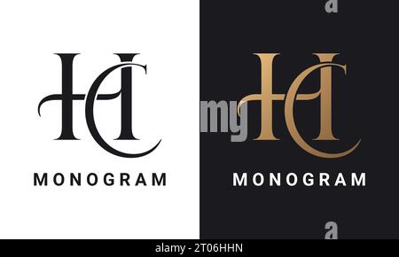 Luxury Initial HC or CH Monogram Text Letter Logo Design Stock Vector