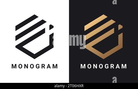 Luxury Initial EI or IE Monogram Text Letter Logo Design Stock Vector