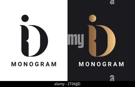 Luxury Initial DI or ID Monogram Text Letter Logo Design Stock Vector