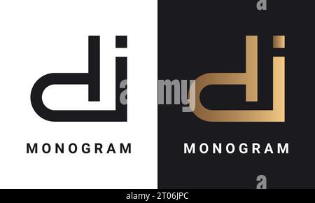 Luxury Initial DI or ID Monogram Text Letter Logo Design Stock Vector