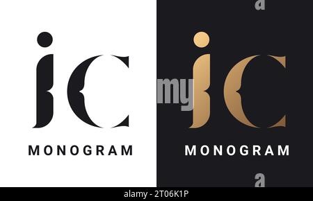Luxury Initial CI or IC Monogram Text Letter Logo Design Stock Vector