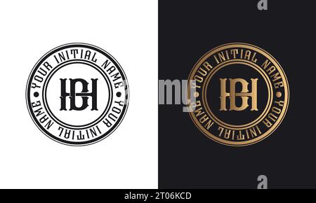 Luxury Initial Streetwear HB or HB Monogram Text Letter Logo Design Traditional BH Logo Stock Vector