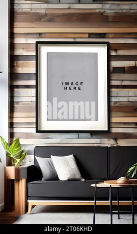 Interior setting with Aspect Ratio 4:5 photo frame mockup Stock Photo