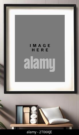 Interior setting with Aspect Ratio 4:5 photo frame mockup Stock Photo