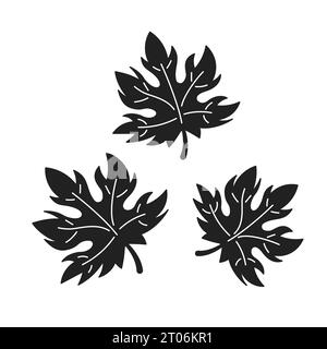 Autumnal maple leaves black and white 2D cartoon object Stock Vector