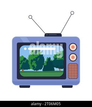 Tranquil park trees on 1970s tv 2D cartoon object Stock Vector