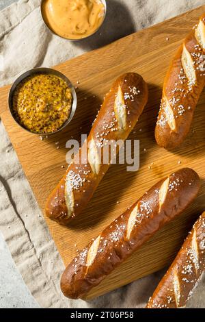 Homemade Soft Pretzel Bread Sticks with Salt Stock Photo