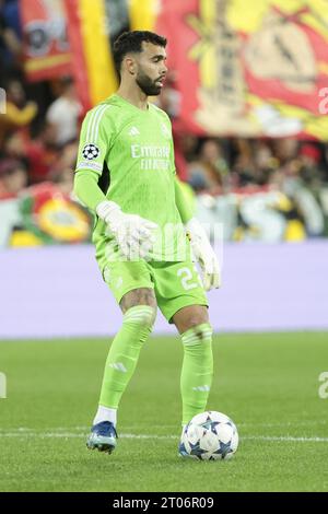 Arsenal goalkeeper David Raya during a press conference at the Allianz ...