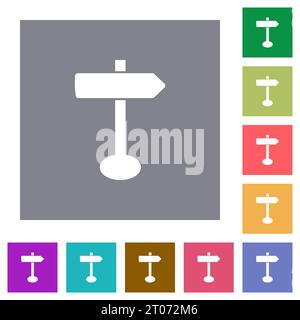 Blank arrow sign post solid flat icons on simple color square backgrounds Stock Vector