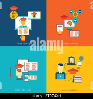 Set of flat design concept icons for web and mobile services and apps vector illustration Stock Vector