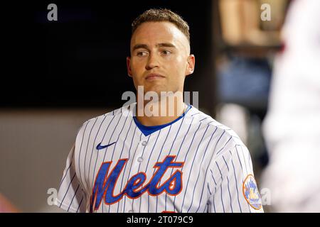 This is a 2023 photo of Brandon Nimmo of the New York Mets baseball team.  This image reflects the Mets active roster as of Thursday, Feb. 23, 2023,  when this image was