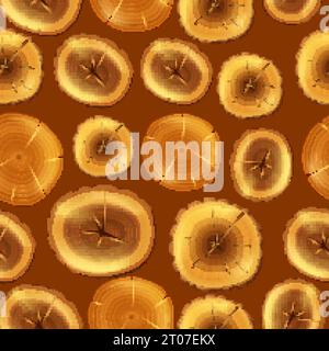 Wood seamless pattern with top view stumps texture vector illustration Stock Vector