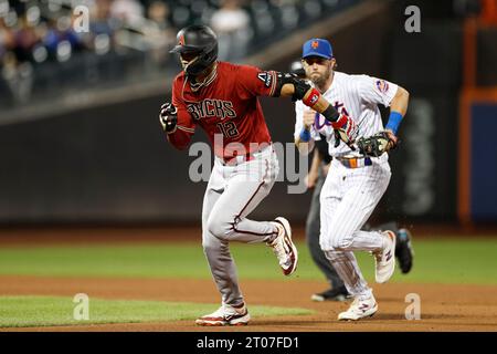 Arizona Diamondbacks' Lourdes Gurriel Jr. looks from the dugout before a  baseball game against the Miami Marlins, Friday, April 14, 2023, in Miami.  (AP Photo/Lynne Sladky Stock Photo - Alamy