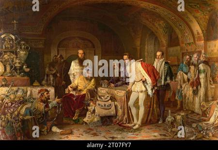 Ivan the Terrible Showing Treasures to the English Ambassador Jerome Horsey - Alexander Litovchenko, 1875 Stock Photo