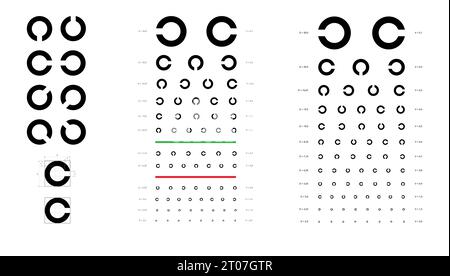 Landolt C chart for an eye test. Ophthalmic test poster template. Flat ...